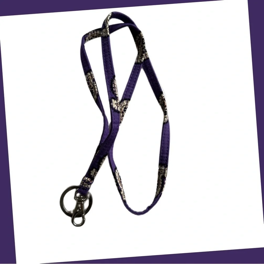 Vera Bradley Purple Paisley Lanyard Simply Violet Pattern Like New